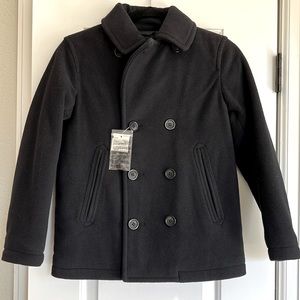 Uniqlo Boys Black Peacoat, Size 9-10.